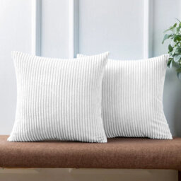 Ameha White Velvet Cushion Set, 18X18 Inch, Includes 2 Filled Cushions & 2 Covers, Soft, Breathable & Hypoallergenic - thumbnail 8