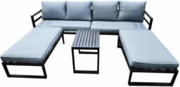 Nustone Outdoor Garden Lounger Sofa Set With Coffee Table And Footstools, Seats 4 People In Grey - thumbnail 1