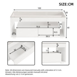 High Gloss Coffee Table With Led Glass Tabletop Light Up 2-Darwer Sofa Side Table - thumbnail 6