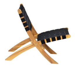Nordlys Acacia And Black Nylon Lounge Chair Exotic Boho Outdoor - thumbnail 7