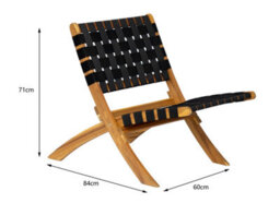 Nordlys Acacia And Black Nylon Lounge Chair Exotic Boho Outdoor - thumbnail 6