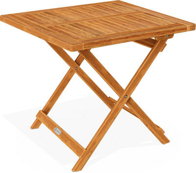 Casaria 70X70Cm Square Folding Garden Table - Solid Acacia Wood - Pre-Oiled Weather-Resistant Outdoor Coffee Table - Natural Brown - image 1