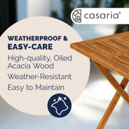 Casaria 70X70Cm Square Folding Garden Table - Solid Acacia Wood - Pre-Oiled Weather-Resistant Outdoor Coffee Table - Natural Brown - thumbnail 3