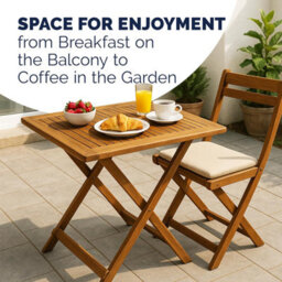 Casaria 70X70Cm Square Folding Garden Table - Solid Acacia Wood - Pre-Oiled Weather-Resistant Outdoor Coffee Table - Natural Brown - thumbnail 7