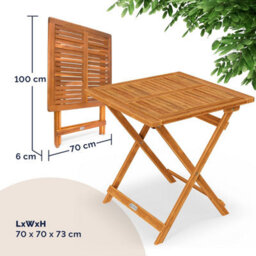 Casaria 70X70Cm Square Folding Garden Table - Solid Acacia Wood - Pre-Oiled Weather-Resistant Outdoor Coffee Table - Natural Brown - thumbnail 4