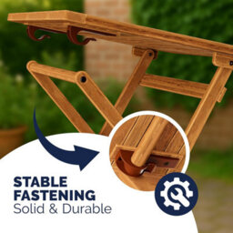 Casaria 70X70Cm Square Folding Garden Table - Solid Acacia Wood - Pre-Oiled Weather-Resistant Outdoor Coffee Table - Natural Brown - thumbnail 6