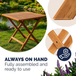 Casaria 70X70Cm Square Folding Garden Table - Solid Acacia Wood - Pre-Oiled Weather-Resistant Outdoor Coffee Table - Natural Brown - thumbnail 5
