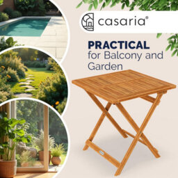 Casaria 70X70Cm Square Folding Garden Table - Solid Acacia Wood - Pre-Oiled Weather-Resistant Outdoor Coffee Table - Natural Brown - thumbnail 8