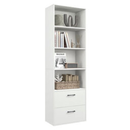 Costway 6-Tier Wood Tall Bookshelf Bookcase Organizer Display Shelf W/ 2 Drawers - thumbnail 1