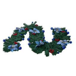 Living And Home 2.7M Artificial Christmas Garland With Led Lights Blue Flower Red Berry Home Decoration - thumbnail 5