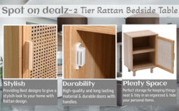 Spot On Dealz Rattan Bedside Table Cabinet With 1 Door Frame With Pb And Melamine Rattan Decoration 2 Tier Storage Pine Wooden Legs - thumbnail 9
