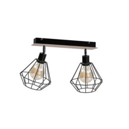 Luminosa Lighting Luminosa Atwood Twin Ceiling Spotlight Black, Wood, 53Cm, 2X E27