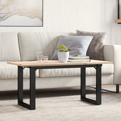 Walplus Coffee Table O-Frame 90X40X45 Cm Solid Wood Pine And Steel - image 1