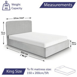 Home Treats Velvet Ottoman Bed Frame King Size Storage Bed With Pocket Sprung Mattress - thumbnail 7