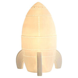 Orsina Kids Rocket Night Light, Fun Ceramic Rocket Design With Warm Glow Effect, Inspires Imagination And Eases - thumbnail 2