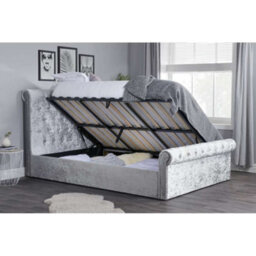 Birlea Sienna Double Ottoman Bed In Steel Crushed Velvet - thumbnail 2