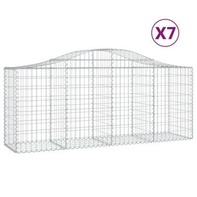 Berkfield Durable Arched Gabion Baskets 7 Pcs 200X50X80/100 Cm Galvanised Iron - image 1