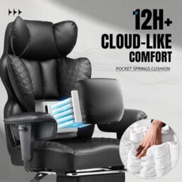 Comhoma Office Chair High Back Pu Leather Executive Desk Chair With Footrest, Ergonomic Big Swivel Reclining Computer Chairs - thumbnail 8