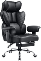 Gtplayer Office Chair High Back Pu Leather Executive Desk Chair With Footrest, Ergonomic Big Swivel Reclining Computer Chairs
