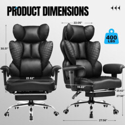 Comhoma Office Chair High Back Pu Leather Executive Desk Chair With Footrest, Ergonomic Big Swivel Reclining Computer Chairs - thumbnail 3