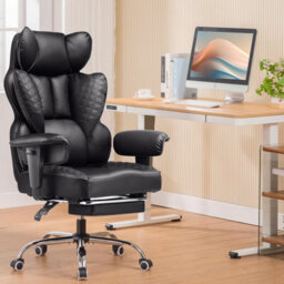 Comhoma Office Chair High Back Pu Leather Executive Desk Chair With Footrest, Ergonomic Big Swivel Reclining Computer Chairs - thumbnail 2