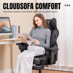 Comhoma Office Chair High Back Pu Leather Executive Desk Chair With Footrest, Ergonomic Big Swivel Reclining Computer Chairs - thumbnail 4