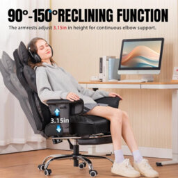Comhoma Office Chair High Back Pu Leather Executive Desk Chair With Footrest, Ergonomic Big Swivel Reclining Computer Chairs - thumbnail 7