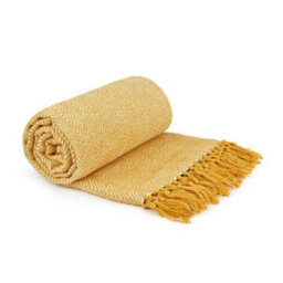 "Cotton Herringbone Throw Ochre 70"" X  100"" (178 X 254Cm)"