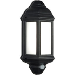 Traditional Ip44 Wall Lantern Light With Pir - 7W Cool White Led - Matt Black - thumbnail 1