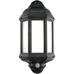 Traditional Ip44 Wall Lantern Light With Pir - 7W Cool White Led - Matt Black - thumbnail 3