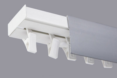 Single Curtain Ceiling Rail Track Pcv 300 Cm (L) Clips + Silver Cover