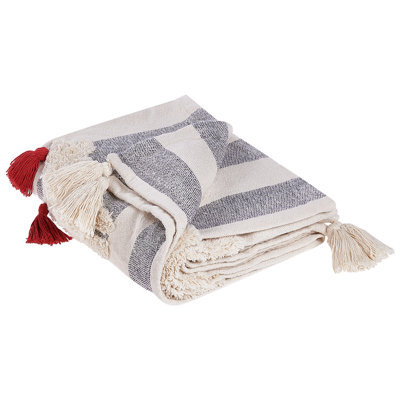 Beliani Blanket Namtar Cotton 125 X 150 Cm White - image 1