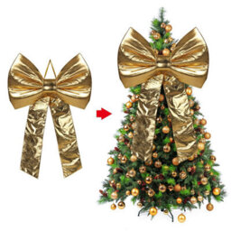 Large Velvet Christmas Bow 80X120Cm Gold Decorative Bow For Tree Topper Front Door Wreath And Stair Display Reusable - thumbnail 3