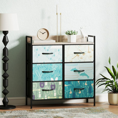 Homcom 6-Drawer Chest Of Drawers, Fabric Dresser With Open Shelf, Blue - image 1