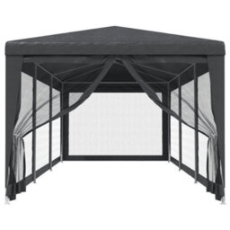 Walplus Party Tent Garden Gazebo Canopy With 8 Mesh Sidewalls Anthracite 3X9 M Hdpe - thumbnail 3