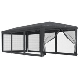 Walplus Party Tent Garden Gazebo Canopy With 8 Mesh Sidewalls Anthracite 3X9 M Hdpe - thumbnail 2
