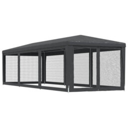 Walplus Party Tent Garden Gazebo Canopy With 8 Mesh Sidewalls Anthracite 3X9 M Hdpe - thumbnail 5