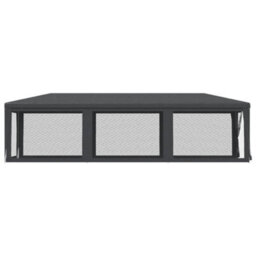 Walplus Party Tent Garden Gazebo Canopy With 8 Mesh Sidewalls Anthracite 3X9 M Hdpe - thumbnail 4