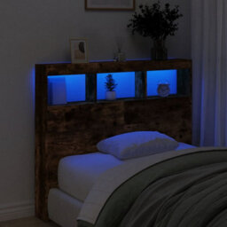 Berkfield Headboard Cabinet With Led Smoked Oak 120X17X102 Cm - thumbnail 4