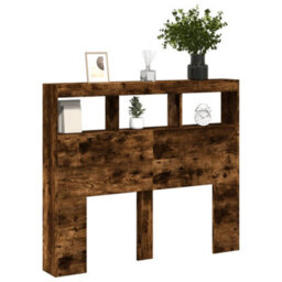 Berkfield Headboard Cabinet With Led Smoked Oak 120X17X102 Cm - thumbnail 5