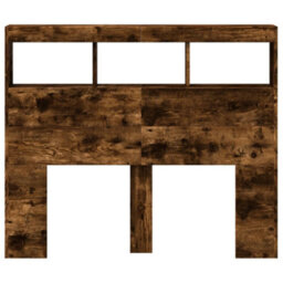 Berkfield Headboard Cabinet With Led Smoked Oak 120X17X102 Cm - thumbnail 6