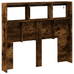 Berkfield Headboard Cabinet With Led Smoked Oak 120X17X102 Cm - thumbnail 8