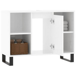 Berkfield Bathroom Cabinet High Gloss White 80X33X60 Cm Engineered Wood - thumbnail 4