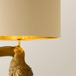 Valuelights Tuki Toucan Beige With Gold Inner Shade Bronze Table Lamp With Bulb - thumbnail 4
