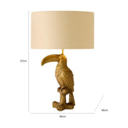 Valuelights Tuki Toucan Beige With Gold Inner Shade Bronze Table Lamp With Bulb - thumbnail 7