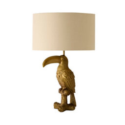 Valuelights Tuki Toucan Beige With Gold Inner Shade Bronze Table Lamp With Bulb - thumbnail 6