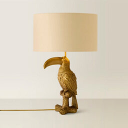 Valuelights Tuki Toucan Beige With Gold Inner Shade Bronze Table Lamp With Bulb - thumbnail 3
