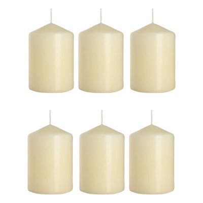 "SolaDirect Set Of 6 Pillar Candles, Votive Candles, Decorative Household Candles - Up To 66 Hours - 15 X 7 Cm / 6 X 2.75"" (Ivory, Matt)" - image 1