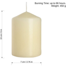 "SolaDirect Set Of 6 Pillar Candles, Votive Candles, Decorative Household Candles - Up To 66 Hours - 15 X 7 Cm / 6 X 2.75"" (Ivory, Matt)" - thumbnail 3