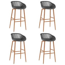 Berkfield Modern 5 Piece Bar Set Black And Grey - thumbnail 6